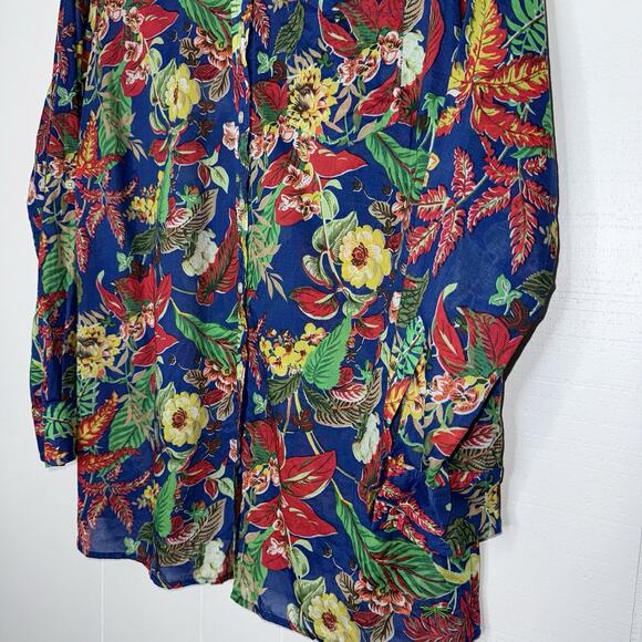 Talbots Women’s Tropical Floral Classic Shirt Button Up Long Sleeve Size 1X - Picture 4 of 6